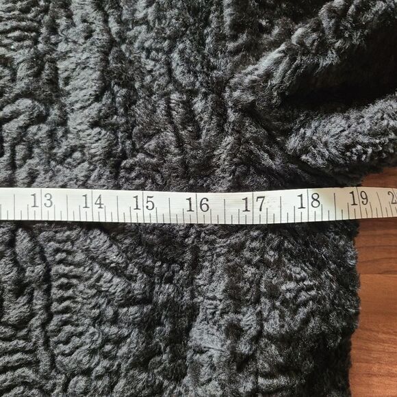 VTG Retro Jacket Womens 14 Black Faux Fur Crop Curly Lamb Coat Mobwife Downtown - Picture 9 of 10